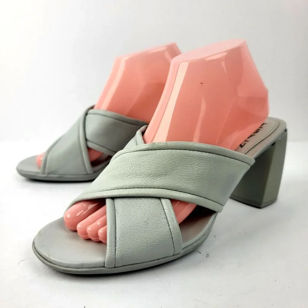 Naturalizer Women's Genn Rhythm Criss Cross Front Slip On Heels Shoes Gray 7.5